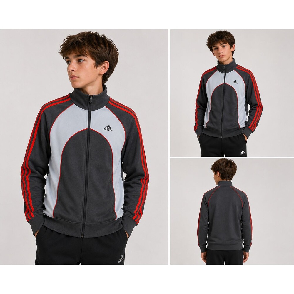 Adidas Youth Boy's Full Zip Color-block Jacket Size.XL